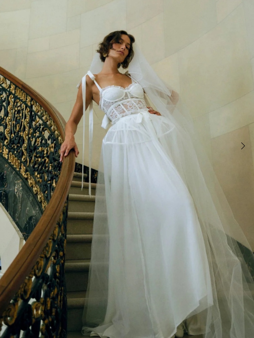 For Love & Lemons White Lace Corset Bridal Gown